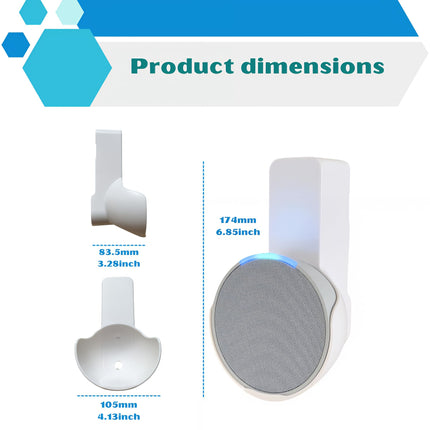 Sintron Speaker Wall Mount for Echo Pop, Space-Saving Mount, No Drilling Required, Integrated Cable Management, for Living Room &amp; Bedroom, Kitchen, Bathroom, Compatible with Google Nest (White)