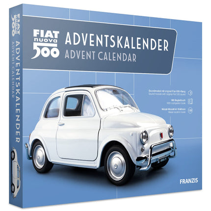 FRANZIS 67168 - Fiat 500 Advent Calendar, metal model kit in 1:38 scale, including sound module and 52-page accompanying book