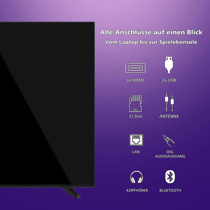JVC QLED-teler 65-tolline nutiteler VIDAA LT-65VDQ3455 4K UHD teler, HDR-teler Dolby Visioniga ja integreeritud kolmekordse tuuneriga, LED-teler must