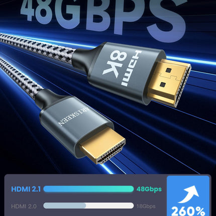ARISKEEN 8K HDMI 2.1 kaabel 10M, 48Gbps kiire nailonist punutud HDMI-kaabel, toetab 8K@60Hz, 4K@120Hz, ühildub PS5/4 teleri, monitori, Blu-ray heliriba, DVD sülearvutiga