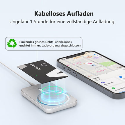 ATUVOS Air Tag Card rahakoti jälgimiskaart õhuke 1,6 mm, laetav rahakotiotsija, ühildub Apple Find My rakendusega (ainult iOS, Android ei ole toetatud), esemete leidja reisikohvri/rahakoti/kohvri jaoks