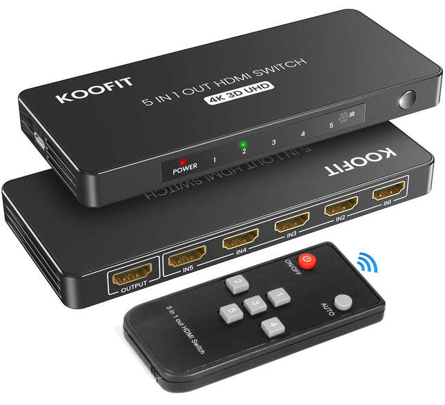 HDMI-lüliti automaatne, 4K HDMI-jaotur 5 sisse ja 1 välja lüliti kaugjuhtimispuldiga, jaotur 5 pordi valikukast toetab 4K 3D HDR-i TV Stick HDTV Xbox Series PS5 jaoks