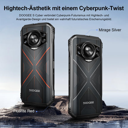 DOOGEE S Cyber ​​​​Õuetelefon ilma lepinguta Android 14 20GB(8+12)/256GB, 10800mAh, 50MP+16MP õuetelefon 6.6'' FHD+ kaheksatuumaline IP68 veekindel ehitusplatsi mobiiltelefon 4G kahe SIM-kaardiga/IP68/OTG/NFC/GPS 2024