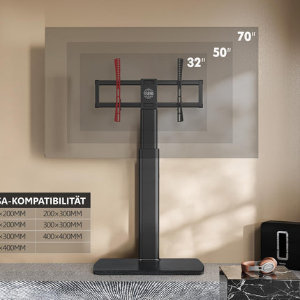 FITUEYES teleri põrandaalus puidust alusega, reguleeritava kõrgusega pööratav, sobib 32–70-tollisele lameekraaniga telerile, kuni 40 kg, max. VESA 400 * 600
