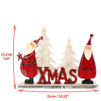com-four® Decorative stand for Christmas - Santa Claus made of varnished wood - Premium Christmas decoration for standing (01 piece - Santa Claus 26cm)