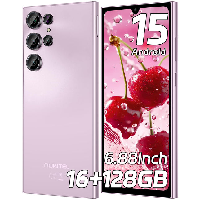OUKITEL C61 Android 15 nutitelefon lukustamata, 16 GB + 128 GB / 1 TB mobiiltelefon ilma lepinguta, 6,88" HD+ 90Hz ekraan, 5150 mAh mobiiltelefon soodne, 13 MP + 5 MP, 4G kahe SIM-kaardiga SIM-kaardivabad mobiiltelefonid/sõrmejälg/OTG/näotuvastusega