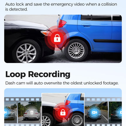 AZDOME auto armatuurlaud esi-taga 4K+1080P, WiFi GPS armatuurlaud, autokaamera 64G SD-kaardiga, ADAS, superöine nägemine, WDR, tsükkelsalvestus, G-andur, parkimise jälgimise autokaamera