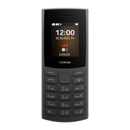 Nokia 105 4G Edition 2023 (kahe SIM-kaardiga, 1,8-tolline ekraan, 1450 mAh aku, 48 MB RAM / 128 MB ROM, laiendatav mälu, 3,5 mm kõrvaklapipesa, FM-raadio) süsihall