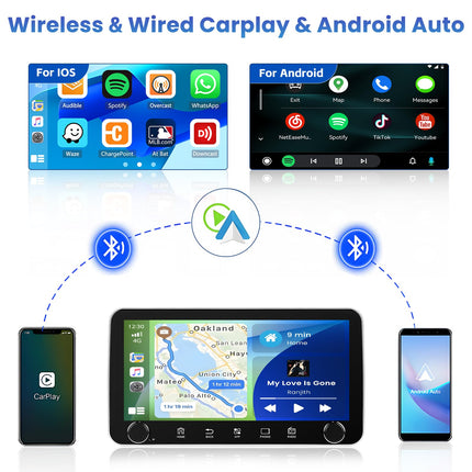 [2G+64G 10,36" ekraan] Inefala autoraadio 1 DIN Android 13 koos juhtmevaba Carplayga Android Auto, 10,36-tolline puutetundlik ekraan, autoraadio Bluetooth 1 DIN koos navigatsiooniga GPS WiFi RDS/FM SWC USB mikrofon tahavaatekaamera