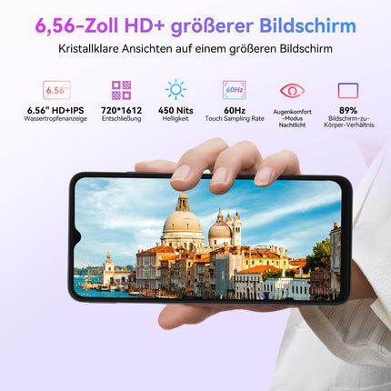 Blackview Wave 8C mobiiltelefon ilma lepinguta Android 14, 6GB+64GB/2TB SD, Octa Core 6.56" HD+, 5000mAh aku, 13MP+8MP kaamera, 4G kahe SIM-kaardiga nutitelefon ilma lepinguta Soodne SIM-lukuta, GPS/2-aastane garantii
