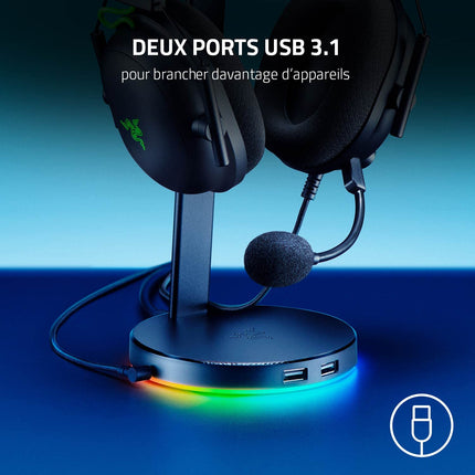 Razer Leviathan V2 - arvutimängude heliriba must ja baasjaam V2 Chroma - peakomplekti alus USB-jaoturi ja RGB-valgustusega (USB-jaotur 7.1 ruumilise heliga) must