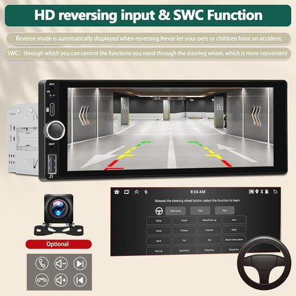 Android 13 2+64GB 1-din autoraadio Carplay, Android Auto, MP5-mängija, 6,86-tollise HD puutetundliku ekraaniga karastatud klaasist autoraadio Bluetoothi, FM/RDS-i, ekvalaiseriga WiFi, GPS-i, SWC ja Mirror Linkiga