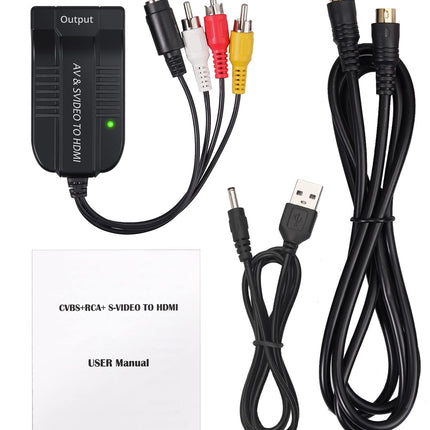 eSynic AV CVBS S-Video HDMI muundur RCA komposiitvideo muundur 3 RCA komposiitadapter isaspistikuga 1080P koos mikro-USB-kaabliga PAL NTSC jaoks HDTV DVD VHS VCR DVD jaoks