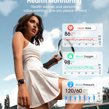 RUXINGX Smartwatch Women with 1000mAh Battery, 100 Days Ultra-Long Standby, 1.83" Fitness Tracker Heart Rate/SpO2/Sleep, 120+ Sports Modes, IP68 Fitness Watch Phone Function Pedometer Android iOS Gold