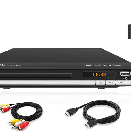Roxel RDP-S500 DVD-mängija HDMI-kaabliga telerile, mitme regiooni DVD-mängija USB-pordi ja kaugjuhtimispuldiga, CD-mängija FULL HD HDMI ja RCA-pordiga