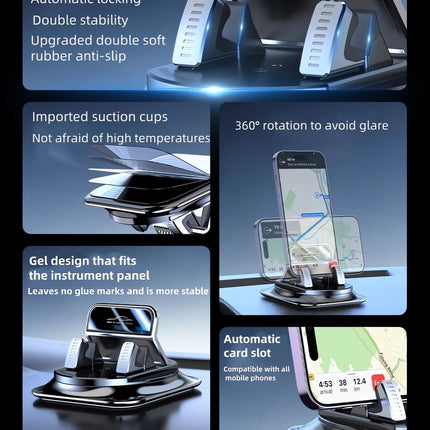XYWCAI autotelefoni hoidik, armatuurlauale libisemisvastane universaalne autotelefoni hoidik 360° pööratav autokinnitus autotelefoni hoidik iPhone'ile, Samsungile, Xiaomile, 4–7-tollistele nutitelefonidele, must
