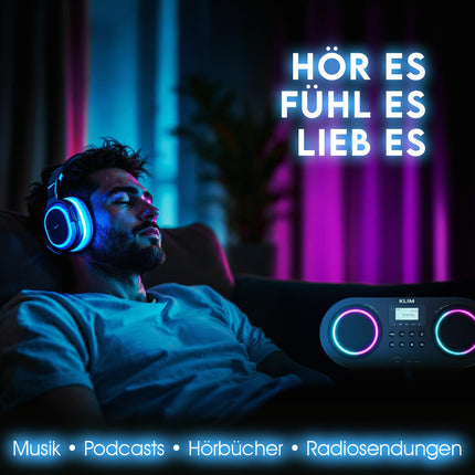KLIM Boombox B5 raadio CD-mängijaga + FM-raadio, Bluetooth, AUX, USB + UUS + kaasaskantav CD-mängija juhtmevaba režiimi ja laetava akuga + CD-mängija automaatse unerežiimi ja digitaalse ekvalaiseriga
