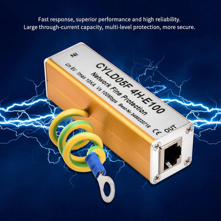 Võrgu ülepingekaitse, RJ45 RJ11 adapter Etherneti võrgu ülepingekaitse äikese välgupiiriku kaitse 5V ülepinge- ja piksekaitse RJ Suur voolutugevus Mitmetasandiline kaitse