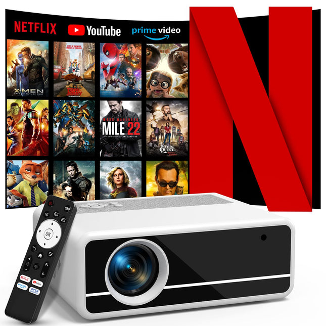 Nutikas projektor【Ametlik Netflix/elektriline teravustamine/automaatne trapetsikorrektsioon】 AKATUO kodukino projektor, natiivne 1080P, 4K tugi, WiFi6 Bluetooth, videoprojektori kuuldeaparaat telefoni/õue jaoks