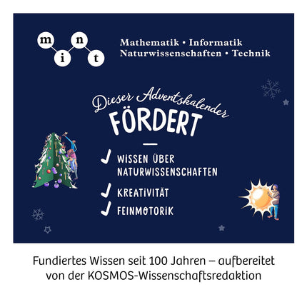 KOSMOS 661076 katsekarbi advendikalender, kõige ilusamad jõuluaja katsed 5 minutiga, lastele vanuses 8–12 aastat, mänguasjade advendikalender, teaduse advendikalender