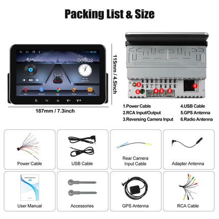 [2+32G] SIXWIN Android 13 car radio 1 Din with Wireless Carplay &amp; Wired Android Auto, 7 inch HD touchscreen with WiFi/GPS/Bluetooth/Mirror Link/USB/FM/AUX/EQ/SWC