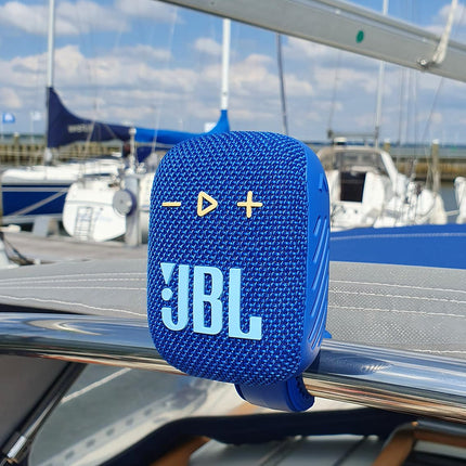 JBL Box Wind 3S Portable Mini Bluetooth Speaker Waterproof with Clip for Sports, Bike and Scooter - Bass Boost - Blue