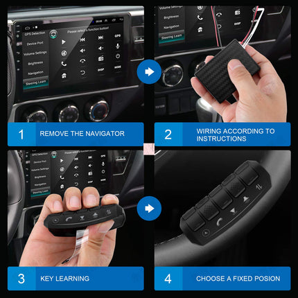 ANKEWAY steering wheel controller for Android car radio, installation takes only 5 minutes, 10 function keys for hands-free call control/GPS navigation/radio/music/video