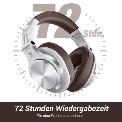 OneOdio Bluetooth kõrvaklapid, 72 tundi HiFi stereo juhtmevabad kõrvaklapid 6,35 mm ja 3,5 mm pistikuga stuudio DJ mobiiltelefoni PC AMP jaoks - hõbepruun