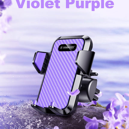 VANMASS Car Phone Holder Air Vent Elegant Purple Car Phone Holder 4 in 1 Car Phone Holder Suction Cup 100% Scratch Protection Smartphone Holder Car for iPhone 15 Samsung Huawei Mate 60 pro LG etc.