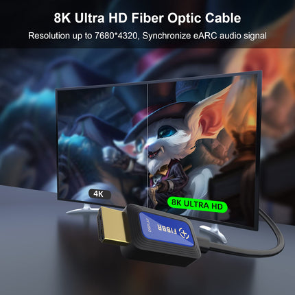 8K Fiber Optic HDMI Cable 5M, 48Gbps High-Speed ​​HDMI 2.1 Cable 8K@60Hz 4K@120Hz Dolby/Dynamic HDR/HDCP 2.3/eARC 8K Fiber Optic Cable with Unidirectional Cable, Compatible with Blu-ray/TV Box/HDTV/Projector