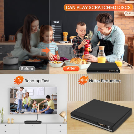 HD DVD-mängija HDMI-ühendusega, nutiteleri jaoks regioonivaba, HDMI/RCA väljundkaabel kaasas, katkestusmälu, sisseehitatud PAL/NTSC, CD-mängija koduseks kasutamiseks (mitte Blu-ray) (must)