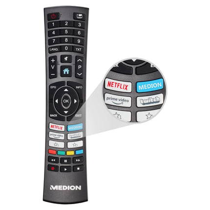 MEDION X15572 (MD 30708) 138,8 cm (55-tolline) televiisor (nutiteler, 4K Ultra HD, Dolby Vision HDR, Dolby Atmos, subwoofer, Netflix, Prime Video, MEMC, Micro Dimming, Bluetooth, PVR)