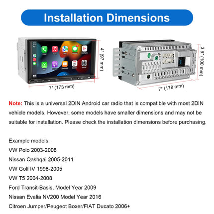 Double Din Radio Android with Wireless CarPlay &amp; Wireless Android Auto, Car Radio with Navigation 7 Inch Screen, Car Radio Touch Display with Bluetooth, WiFi, 4G, Rear View Camera, AM/FM, AUX/SWC