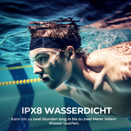 Relxhome ujumiskõrvaklapid, luujuhtivusega kõrvaklapid, sisseehitatud 32 GB mälu, MP3 spordikõrvaklapid Bluetooth 5.3, IPX8 veekindlad, 10 tundi mänguaega, avatud kõrvaga kõrvaklapid ujumiseks ja jooksmiseks