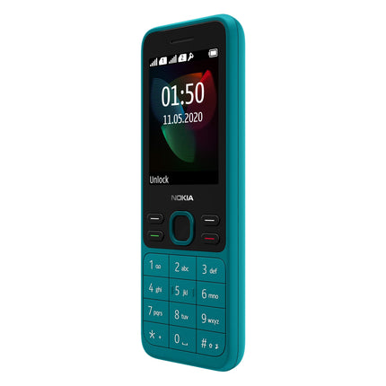 Nokia 150 versioon 2020 põhitelefon (2,4 tolli, 4 MB sisemälu (laiendatav kuni 32 GB MicroSD-kaardi abil), 4 MB RAM, kahe SIM-kaardiga) tsüaansinine