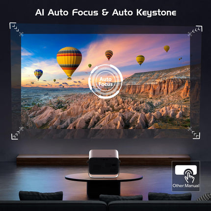 【Autofookus/trapetsikorrektsioon】 Nutikas projektor 360° pöörlemise ja 50% suumiga, natiivne 1080P, 4K tugi, AKATUO kodukino projektor, WiFi6 Bluetooth, videoprojektori bullet-in kõlar