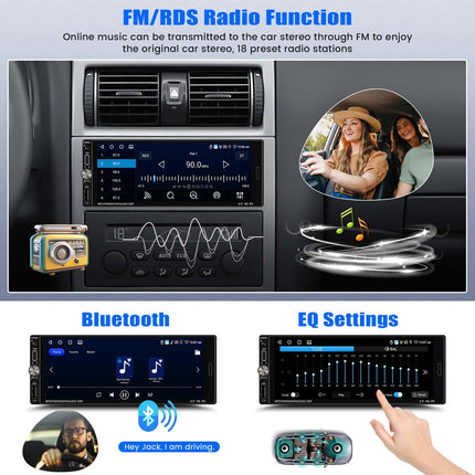 SIXTOP 1 DIN autoraadio juhtmega Carplayga, Android Auto autoraadio, Android 13 puutetundliku ekraaniga, 6,9-tollise ekraaniga, GPS/WiFi, Bluetooth, FM Mirror Link, EQ/USB/SWC+AHD tahavaatekaamera ja mikrofoniga