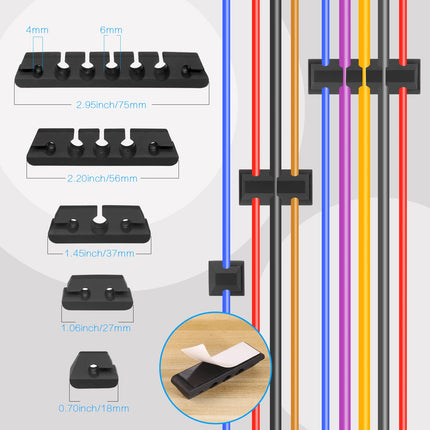 Zocipro 188-Piece Cable Management Kit, Cable Management for Desk, 4 Cable Sleeves with 52 Self-Adhesive Cable Clips, 10 Cable Ties, 20 Wall Cable Ties, 2 Rolls and 100 Quick Cable Ties