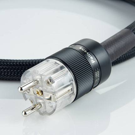 Pailvens HiFi toitekaabel 3-kontaktiline, tiheda punutud varjestusega tipptasemel toitekaabel, kullatud EU pistik, 12 AWG IEC toitejuhe kõlaritele, subwooferitele, võimenditele (1,5 m, must)