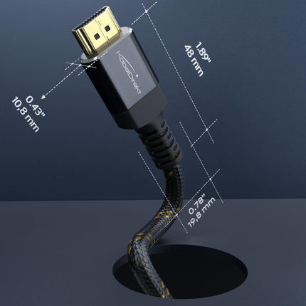 KabelDirekt – 8K/4K HDMI 2.1 kaabel – 5 m – purunemiskindlad metallpistikud ja punutud kest (8K@60Hz, ülikiire/48G, uusim standard, ideaalne PS5/Xboxi, monitori/teleri/projektori jaoks, must)