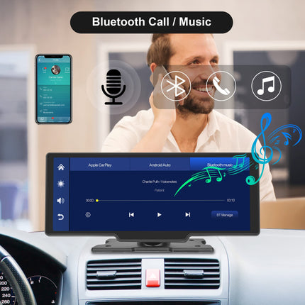 Wireless Apple Carplay Android Auto Portable Car Radio with Rear View Camera 64G TF Card, 10.26 Inch Touchscreen Portable Car Radio with Airplay/Android Cast/Dual Bluetooth/FM Transmitter/Voice Control/AUX
