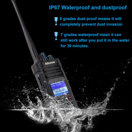 Retevis Ailunce HD1 10W DMR amatöörraadio, GPS, kahe sagedusala, digitaalne kahesuunaline raadio, C-tüüpi 3200mAh aku, IP67 veekindel, 16 klahvi DTMF, ühildub amatöörraadioga (1 pakk, must)