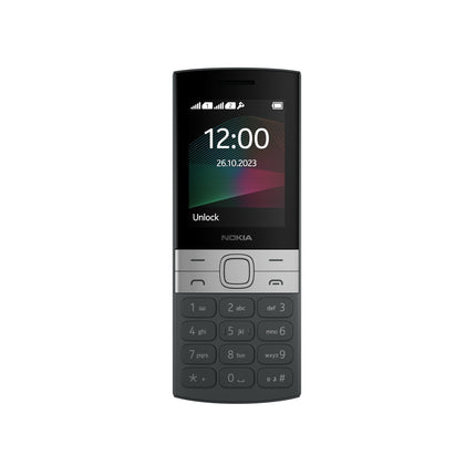 Nokia 150 põhitelefon FM-raadio, välklambiga kaamera, võimsa aku, 20-tunnise kõneaja ja 30-päevase ooteaja - must