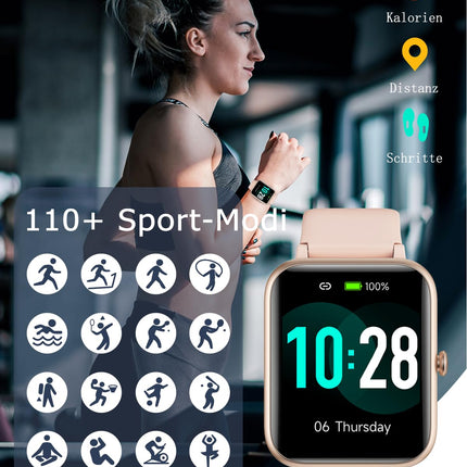 GRV Smartwatch for women men with phone function, fitness watch with heart rate monitor SpO2 sleep monitor pedometer IP68 waterproof, multi-sport modes smart watch fitness tracker for iOS Android mobile phone