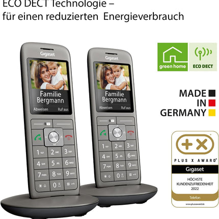 Gigaset CL660HX DUO - 2-ühes DECT-telefonitoru laadimisalusega - Fritzboxiga ühilduv - kvaliteetne juhtmeta telefon ruuteritele ja DECT-baasjaamadele, antratsiitmetallik [saksa versioon] [ilma baasjaamata]