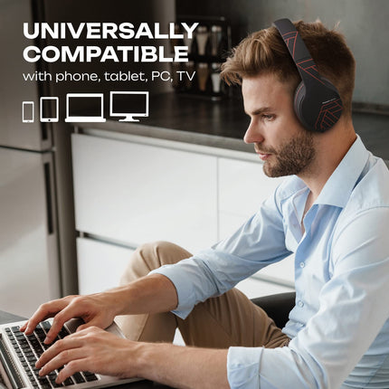 PowerLocus P6 Bluetooth kõrvaklapid, juhtmevabad kõrvaklapid superbassiga, 40-tunnine mänguaeg, mikrofon, häälassistent, passiivne mürasummutus iPhone'ile, Samsungile, iPadile, arvutile, sülearvutile, telerile (punane)