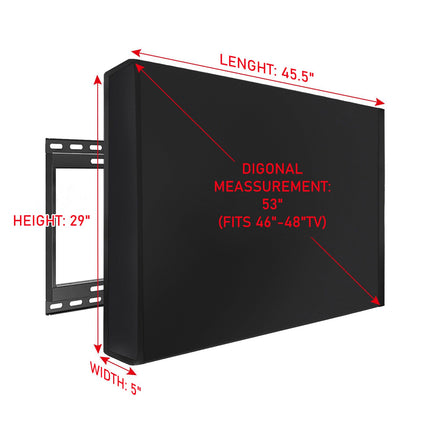 MaxAwe 46" - 48" Outdoor TV Cover, 46 x 29 x 5 inches (118 x 74 x 14 cm) Weatherproof Universal Screen Protector Black
