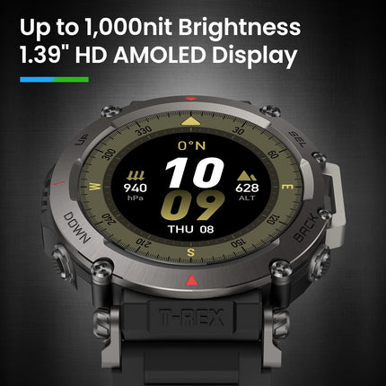 Amazfit T-Rex Ultra 47mm Outdoor Smartwatch, Dual-Band GPS, Route Import &amp; 6 Navigation, Freediving Support &amp; 10 ATM Water Resistance, -30℃ Military-Grade Ultra-Low Temperature Operation