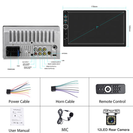 NHOPEEW 2 DIN autoraadio Carplay ja Android Autoga - 7-tolline HD puutetundliku ekraaniga autoraadio Bluetoothi ​​ja Mirror Linkiga - EQ/FM/SWC/AUX/USB + tahavaatekaamera