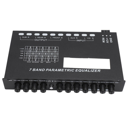 7-Band Car Audio Graphic Equalizer, Car Equalizer, Variable Gain Adjustment, CD AUX Input, Input EQ Selection for Stereo System Equalizer, Car Audio